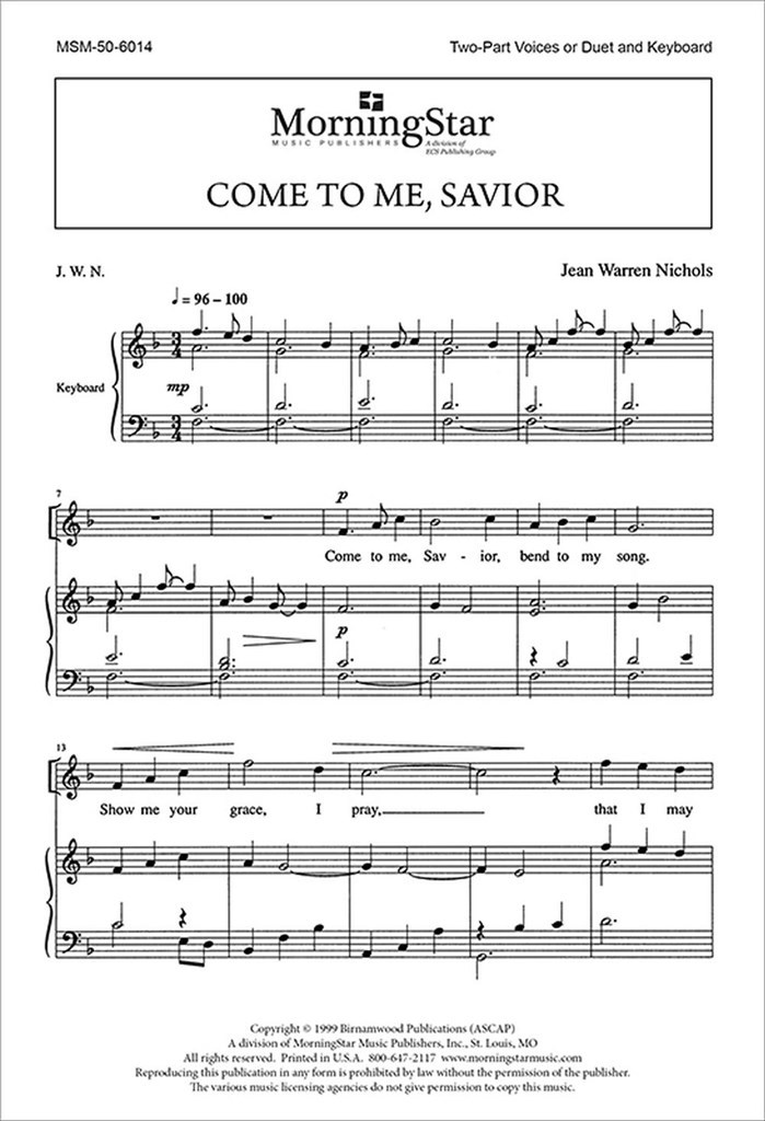 Come to Me, Savior