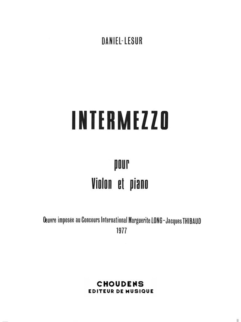 Intermezzo For Violin and Piano