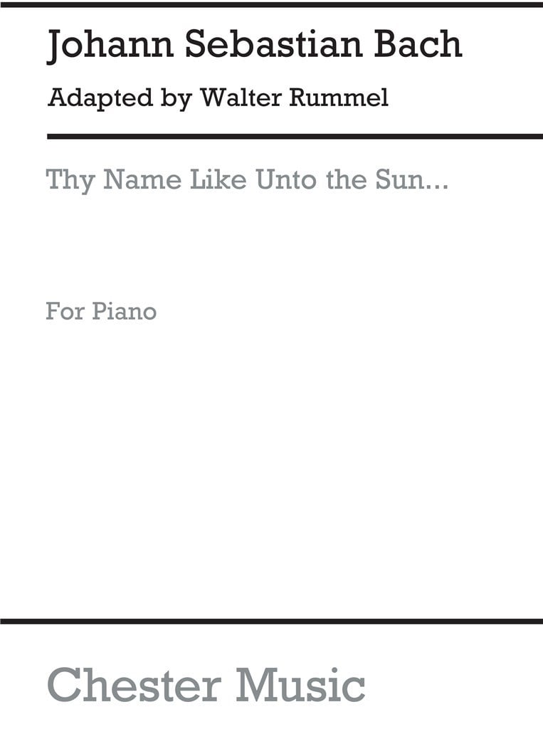 Thy Name Like Unto The Sun [Leopold Serenata]