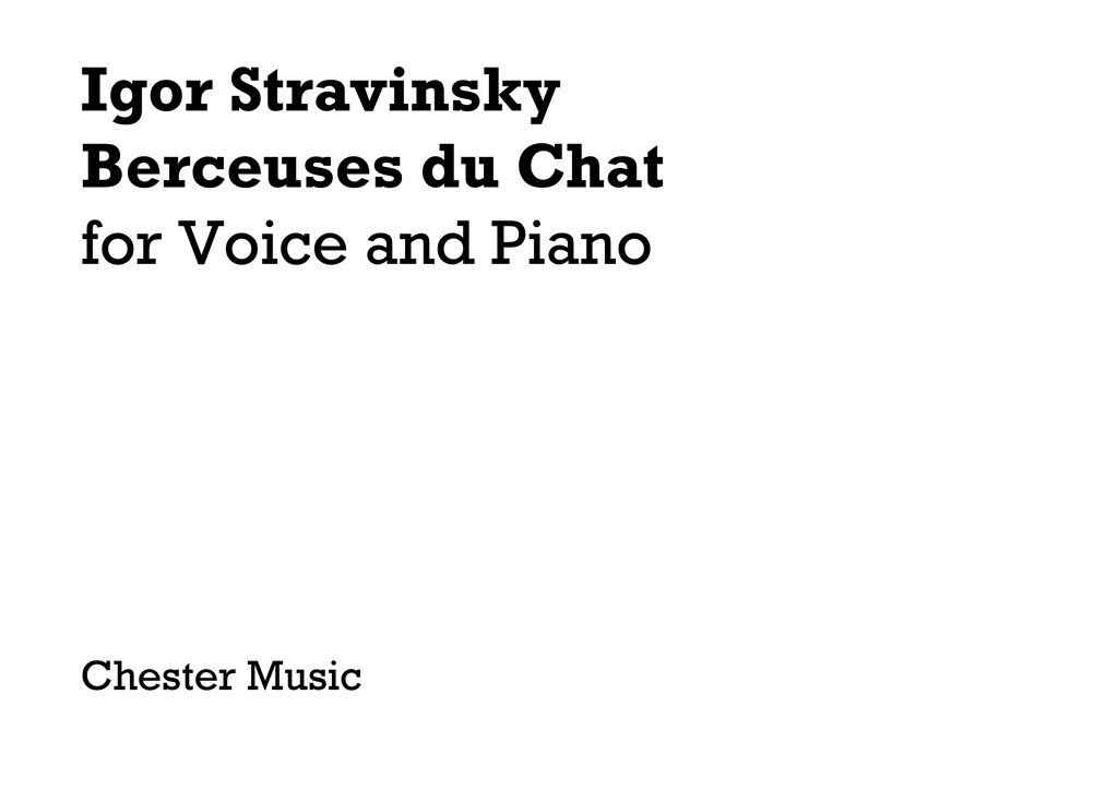 Berceues Du Chat For Voice And Piano