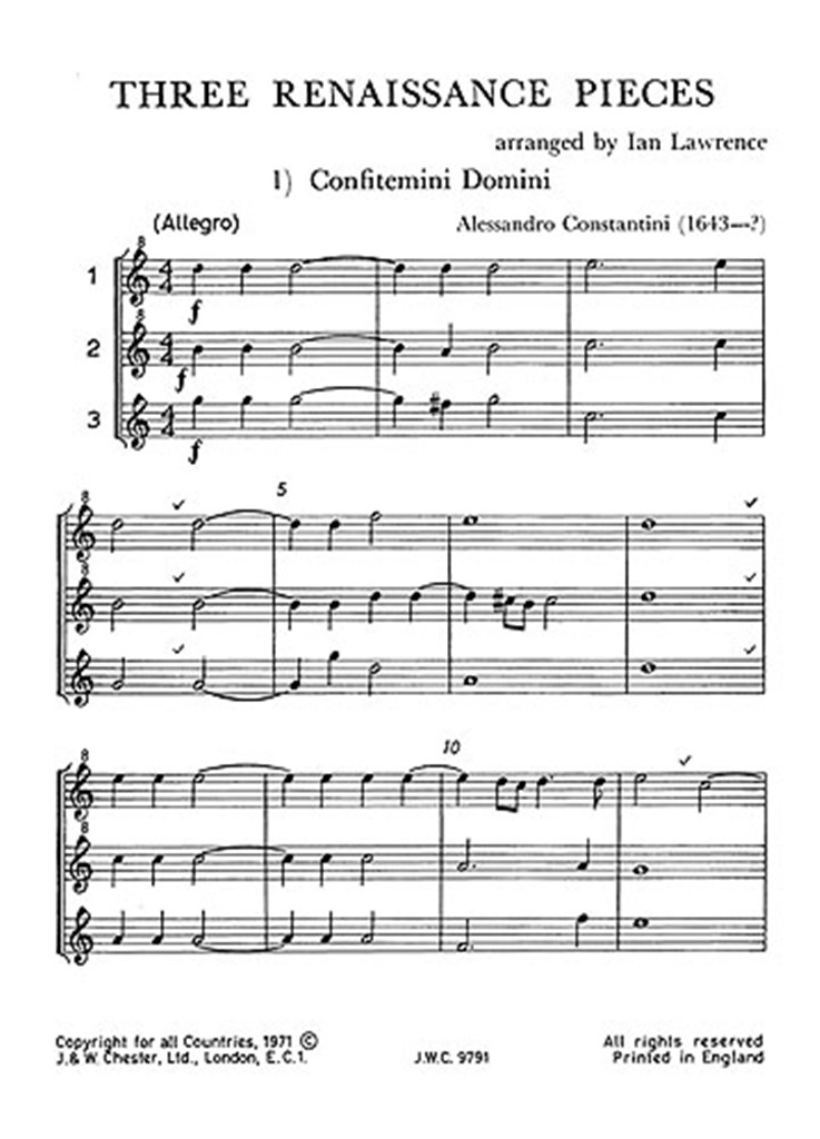 Three Renaissance Pieces Junior Music Stage 2