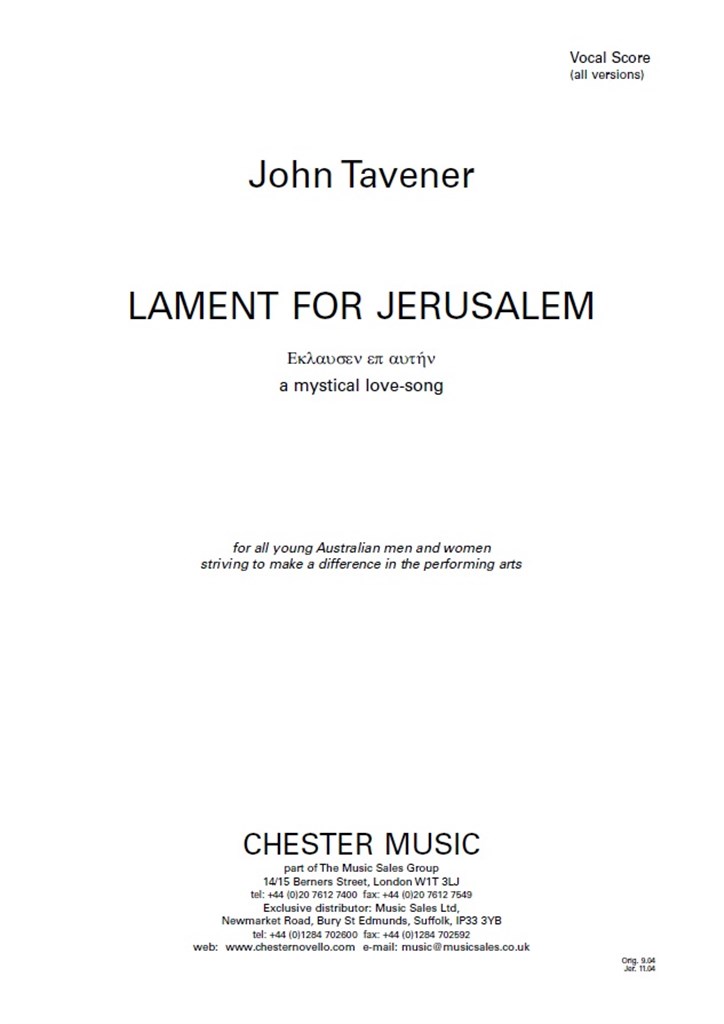 Lament For Jerusalem