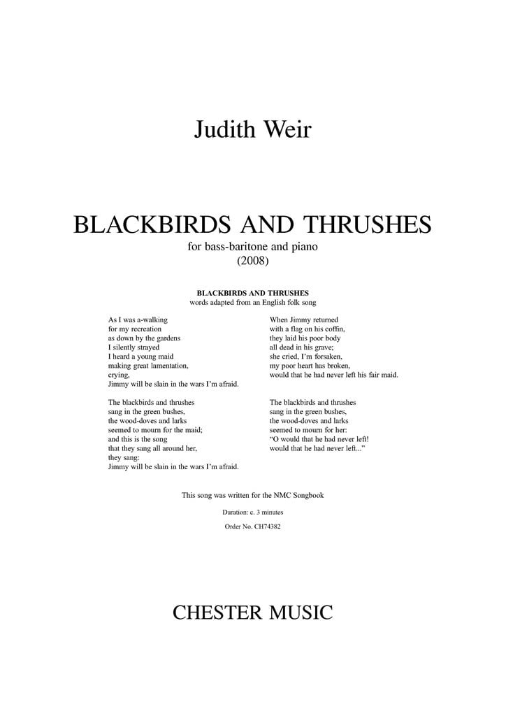 Blackbirds And Thrushes - Bass-Baritone/Piano