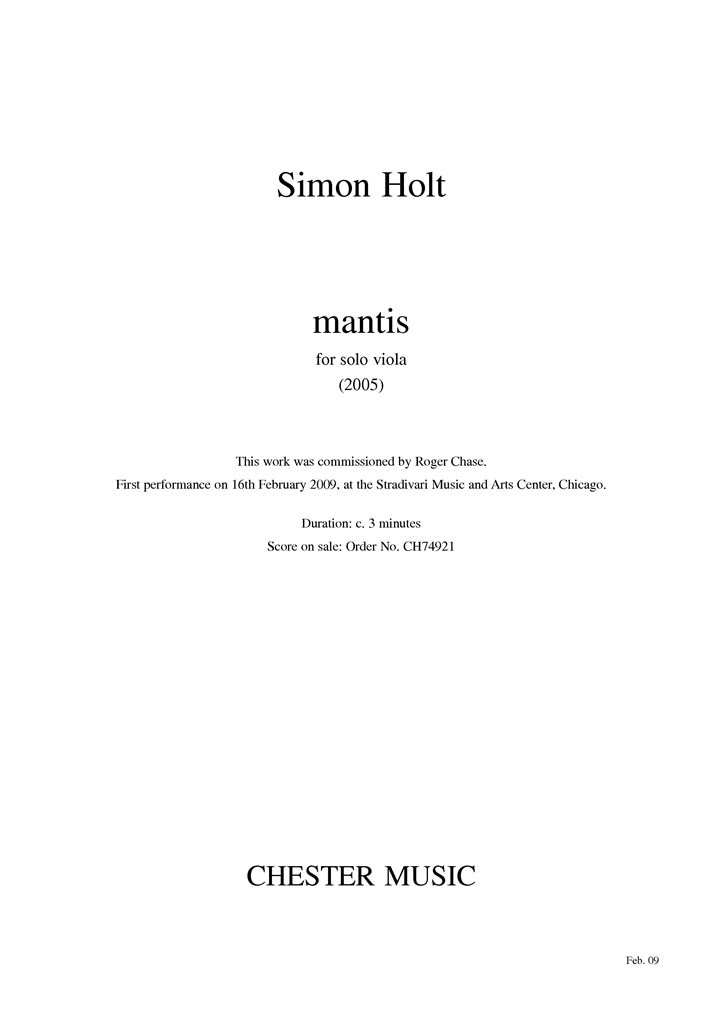 Mantis (Solo Viola)