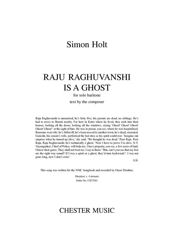 Raju Raghuvanshi Is A Ghost - Solo Baritone