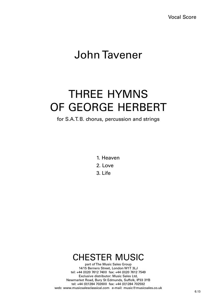 Three Hymns Of George Herbert