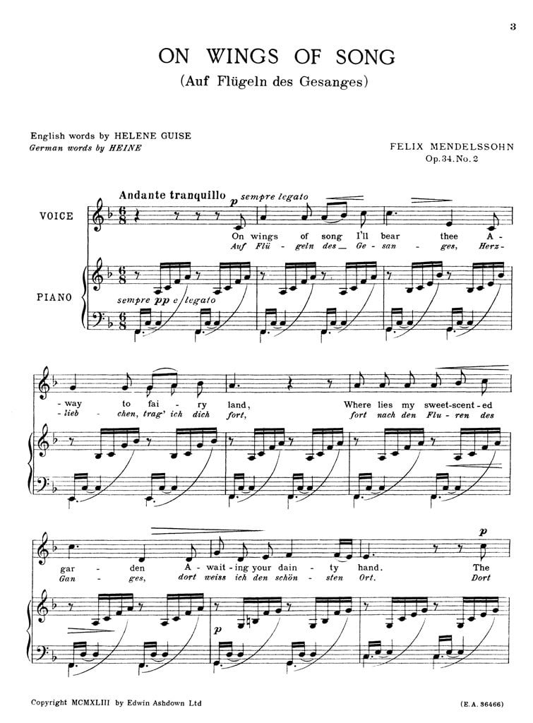 On Wings Of Song Op. 34 No. 2