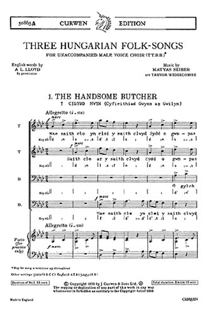 Seiber 3 Hungarian Folk-Songs