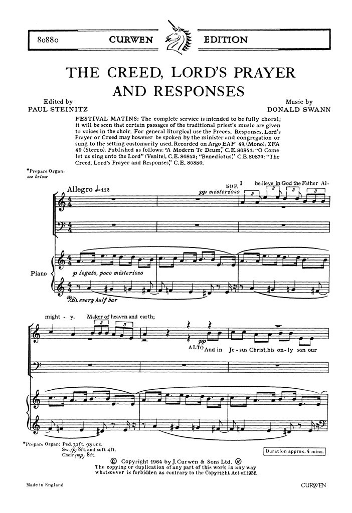 The Creed, Lords Prayer and Responses