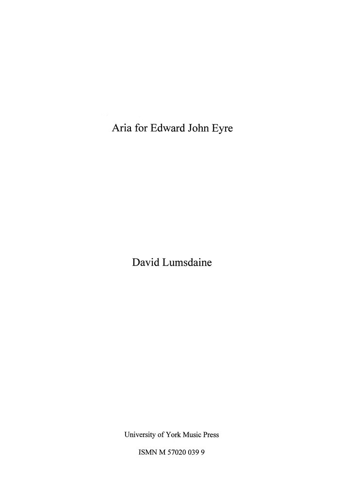 Aria for Edward John Eyre