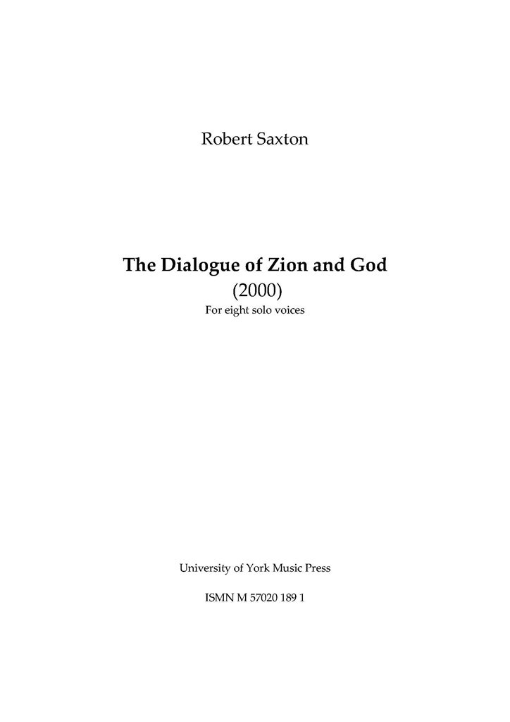 The Dialogue Of Zion And God
