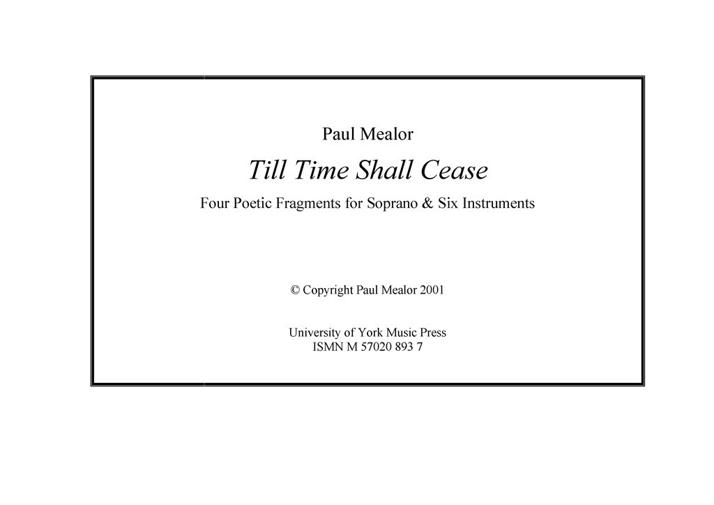 Till Time Shall Cease