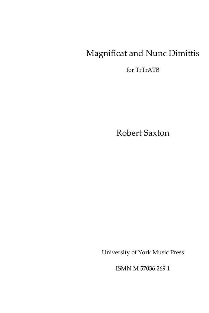 Magnificat and Nunc Dimittis