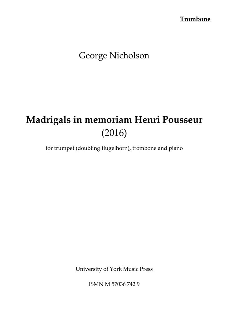 Madrigals In Memoriam Henri Pousseur