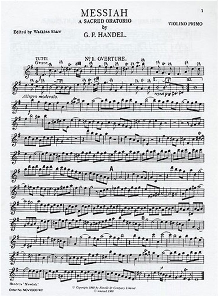 Messiah First Violin (Edited By Watkins Shaw)