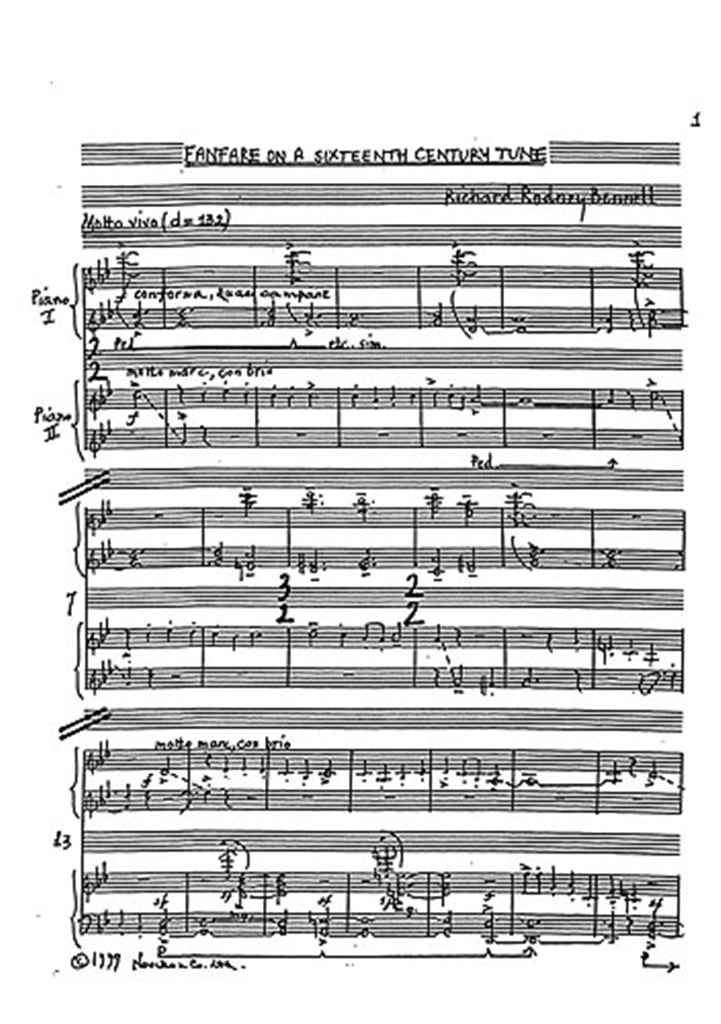 Fanfare On A Sixteenth Century Tune For Two Pianos