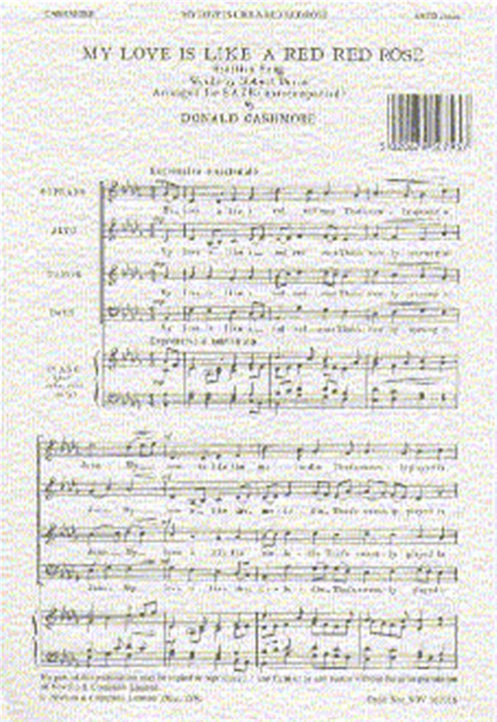My Love Is Like A Red Red Rose (SATB)