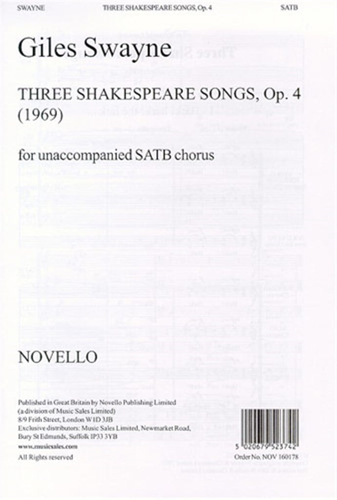 Three Shakespeare Songs Op.4 SATB