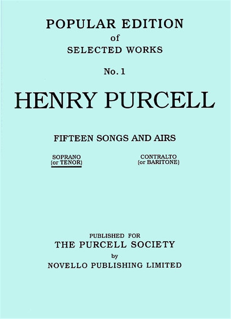 Fifteen Songs And Airs Set 1 (Soprano Or Tenor)