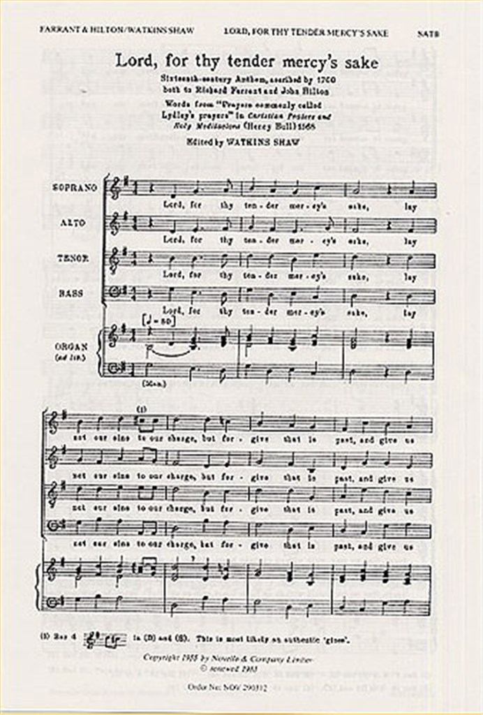 Lord For Thy Tender Mercy's Sake