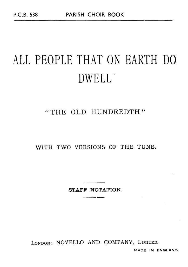 All People That On Earth Do Dwell