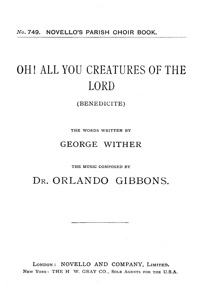 Oh! All You Creatures Of The Lord (Hymn)