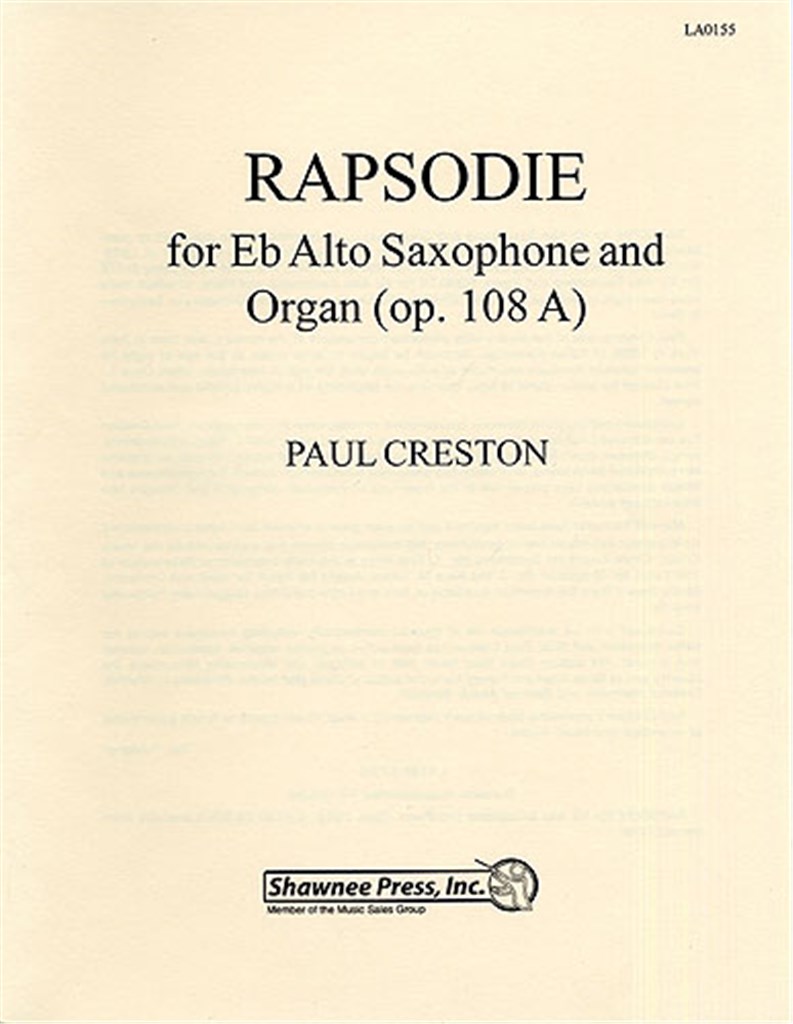 Rhapsodie For Alto Sax And Organ Op.108a