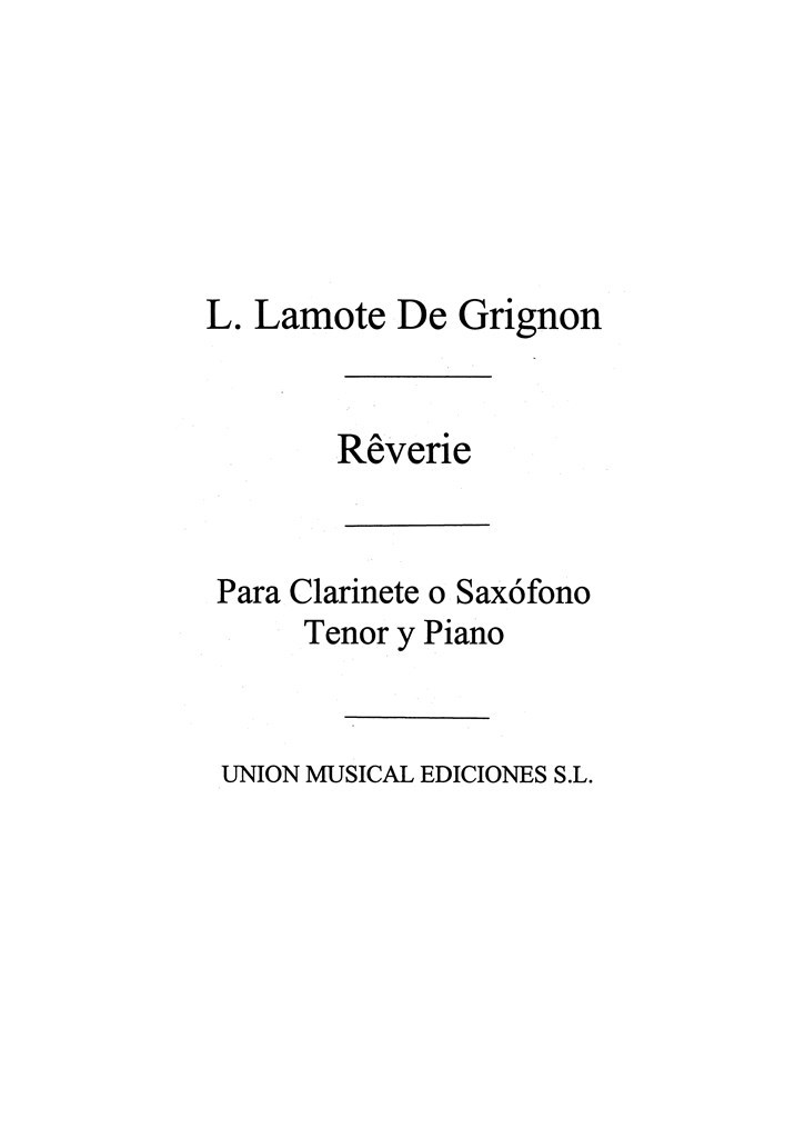 Reverie For Clarinet And Piano