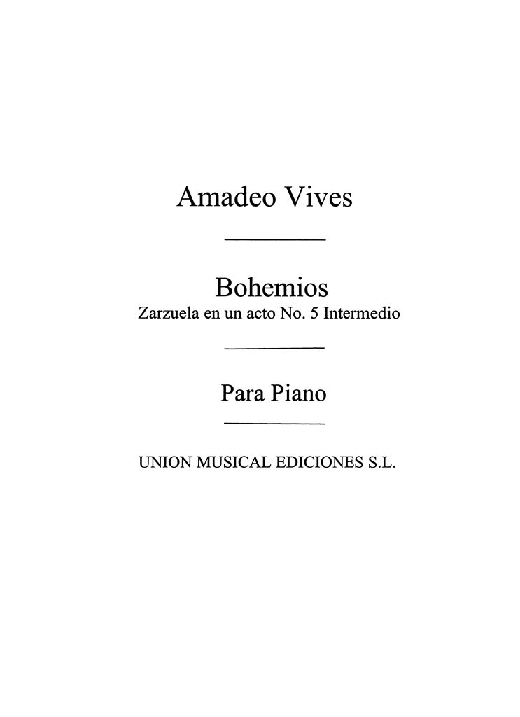 Intermedio From Bohemios For Piano