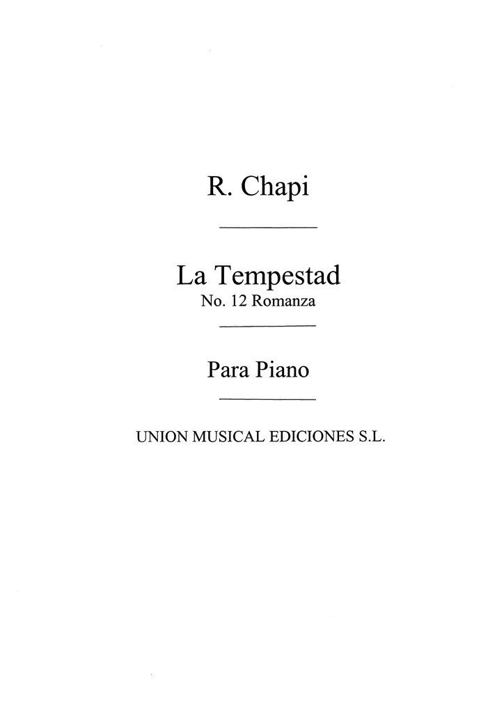 Chapi: Romanza No.12 De La Tempestad