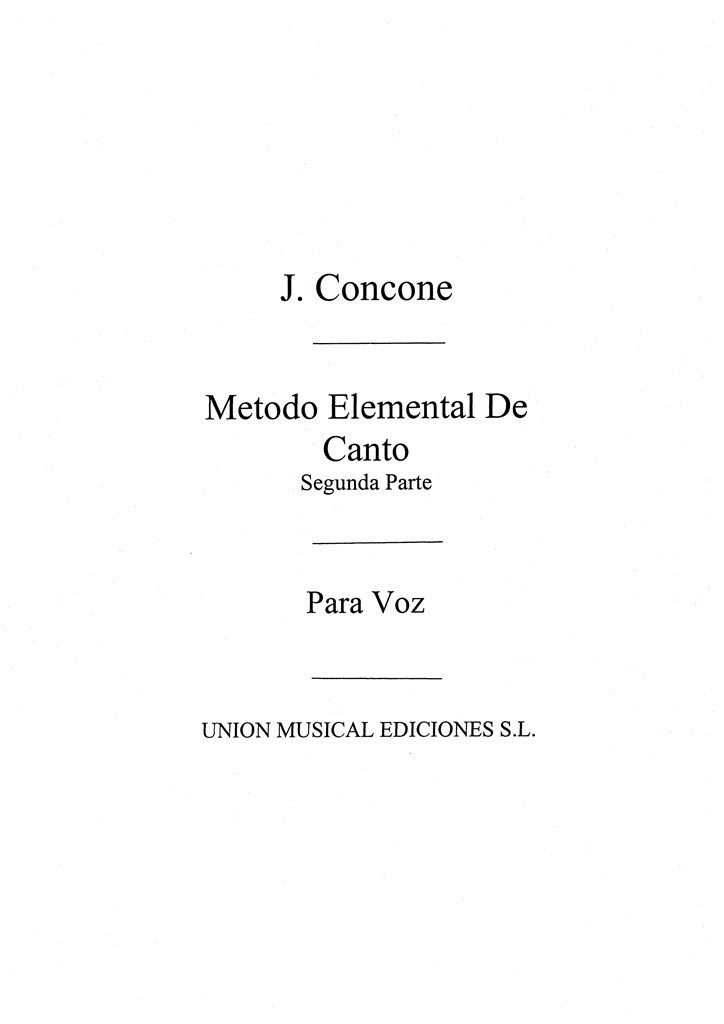Concone: Metodo De Canto Volume 2 Voice