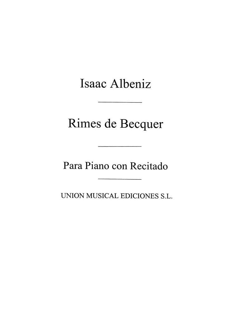 Cinco Rimas De Becquer for Voice and Piano