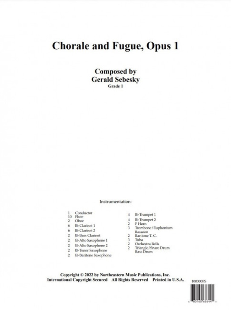 Chorale and Fugue, Opus 1