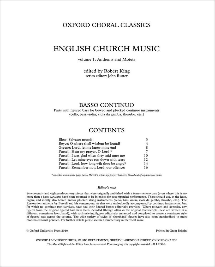 English Church Music, Volume 1: Anthems and Motets