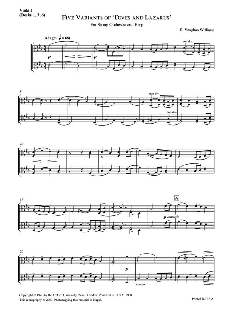 Five Variants on 'Dives and Lazarus': Viola 1