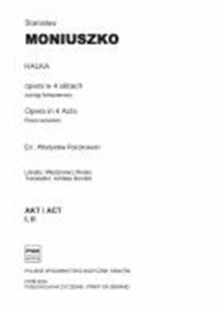 Halka Opera In 4 Acts