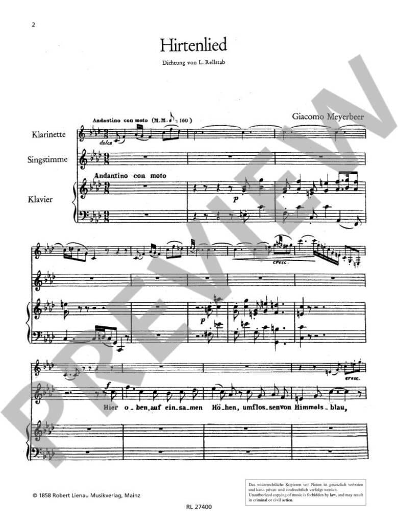 Hirtenlied (Rellstab) für Sopran (Tenor),