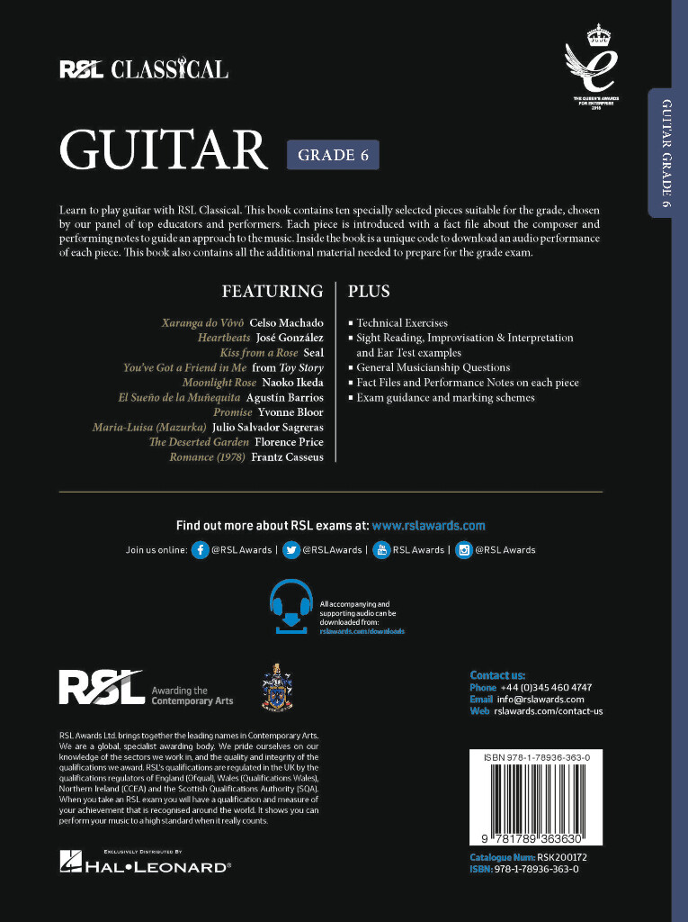 RSL Classical Guitar Grade 6 (2022)