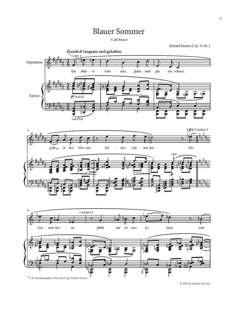 Lieder with Piano Accompaniment op. 31 to op. 43
