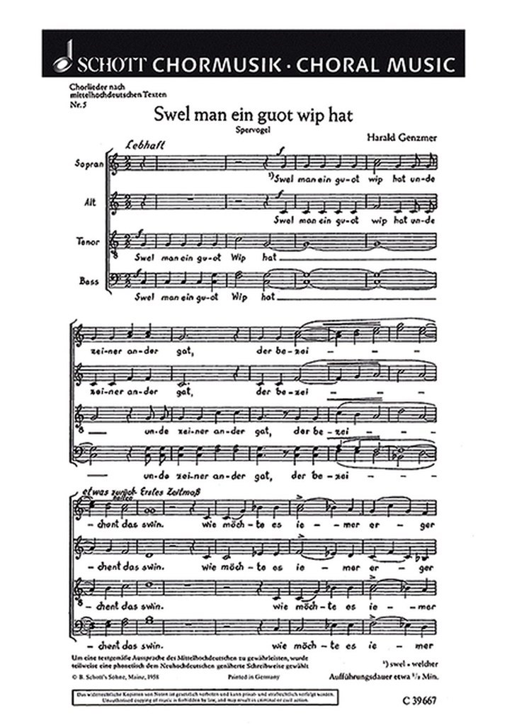 Funf Chorlieder GeWV 17