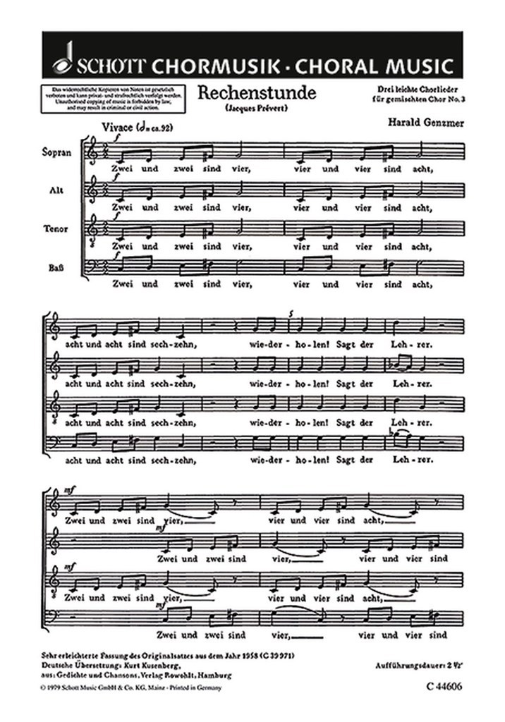 Drei leichte Chorlieder GeWV 20