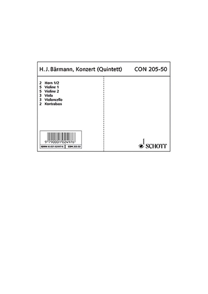Concerto (Quintett) Eb major op. 23