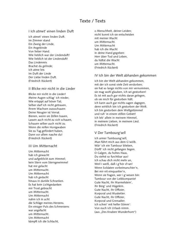 Fünf Lieder von 1901