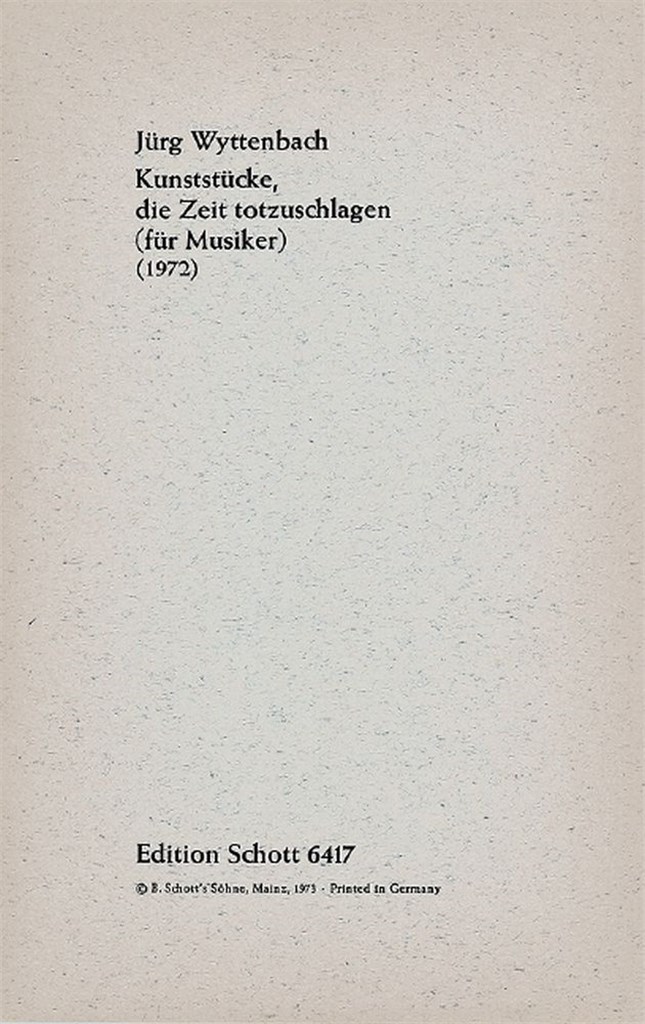 Kunststucke, die Zeit totzuschlagen