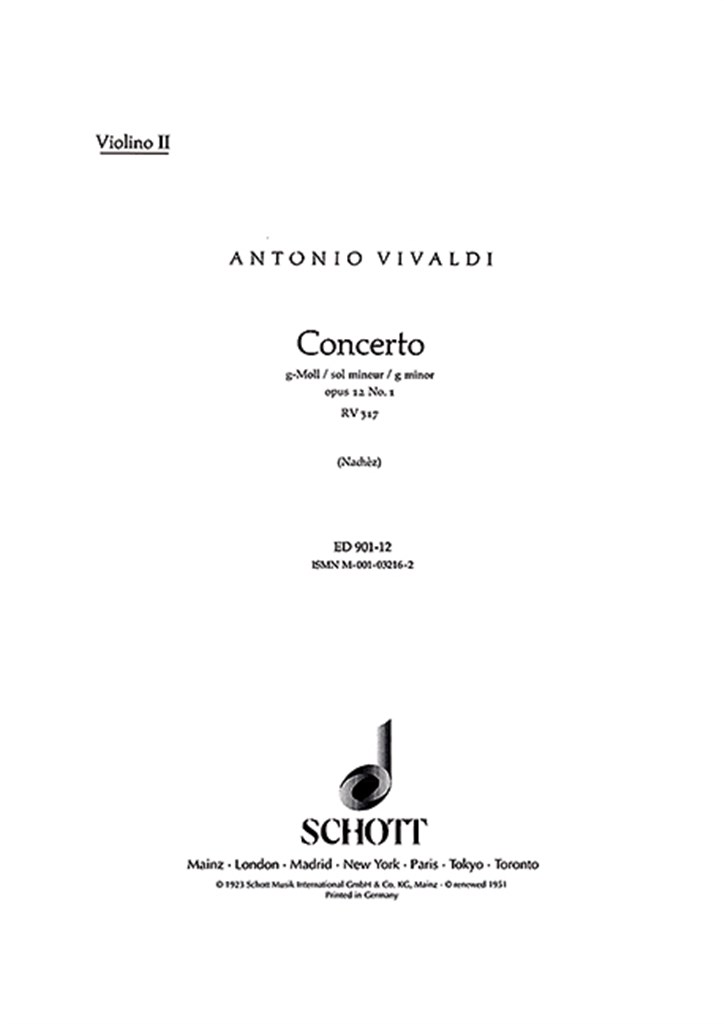 Concerto G Minor op. 12/1 RV 317 / PV 343