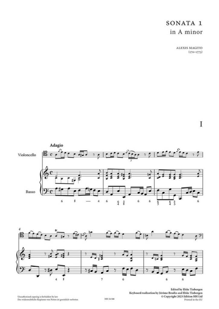 Six Sonatas for Violoncello and Basso Continuo