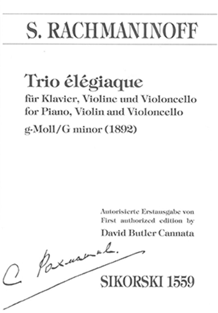 Trio Elegiaque G Moll Fur Piano trio