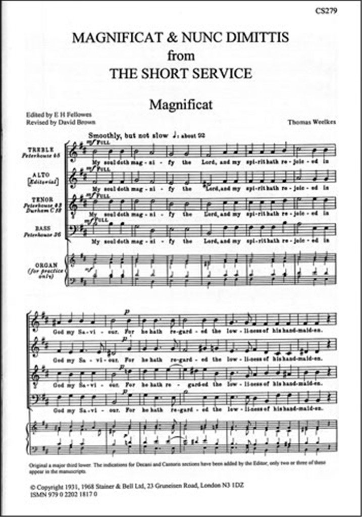 Magnificat and Nunc Dimittis The Short Service