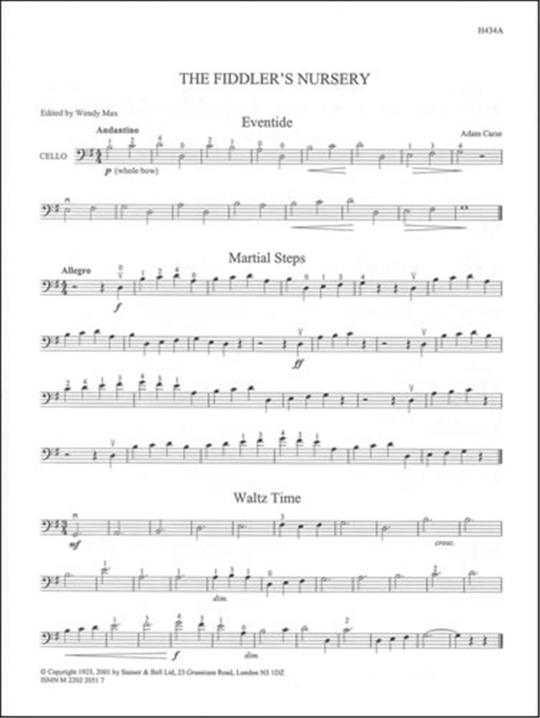 Fiddler's Nursery for Cello and Piano. Cello Part