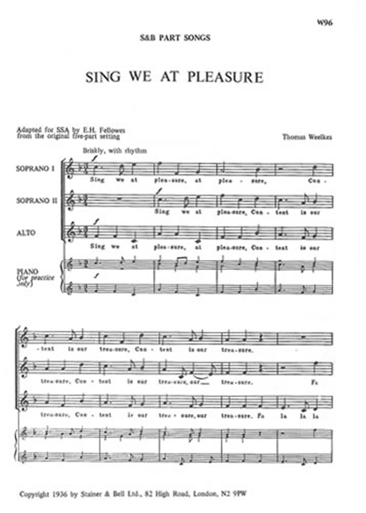 Sing We At Pleasure